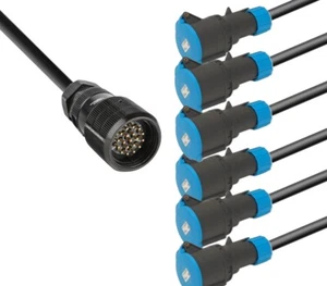 Spider Socapex 19P a 6 CEE 16A 3P femmina, cavo Titanex 3x2.5 Made in Italy - Imagen 1 de 2