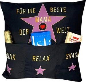 Dekokissen BESTE MAMA DER WELT Kissen mit 3 Taschen zum selber Befüllen Geschenk - Bild 1 von 5