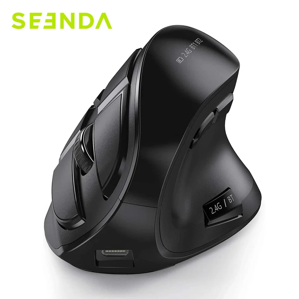 Seenda Vertical Ergonomic Mouse Rechargeable BT5.0/3.0 & 2.4G Tri-Mode - Image 1 of 4