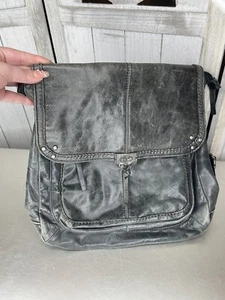 The Sak Women's Ventura Convertible Black Distressed Leather Crossbody Backpack - Picture 1 of 11