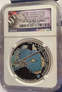 2014-P Australia "Great Barrier Reef" Proof Silver Dollar - NGC PF70 UCAM! 1 Oz. - Picture 1 of 5