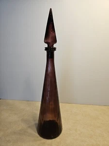 Vintage Italian Purple Amethyst Empoli Decanter Genie "Paneled" W/Stopper 19" - Picture 1 of 11