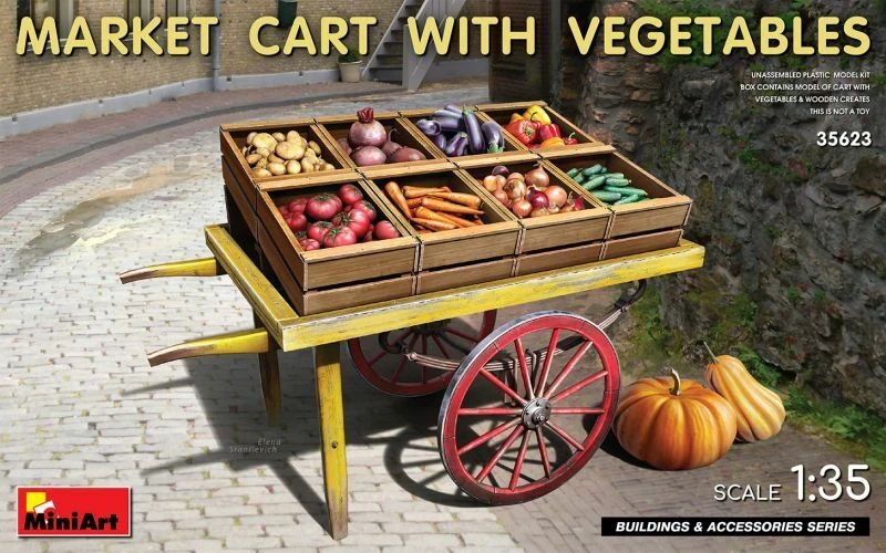Market Cart With Vegetables Diorama 1:35 Plastic Model Kit MINIART - Immagine 1 di 1