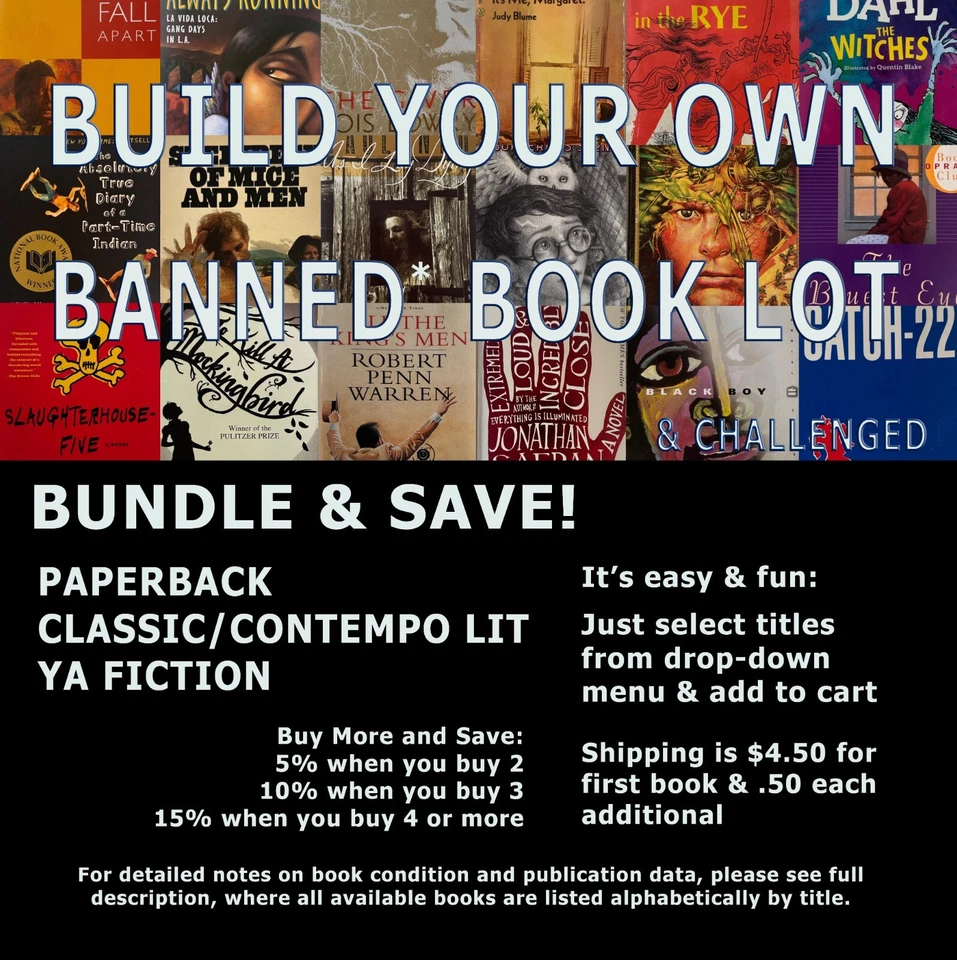 BUILD YOUR OWN Banned/Challenged Books Classic & Contempo Lit/YA Fiction PB LOT Foto 1 de 1