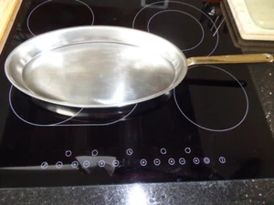 SPRING GOLDSTAR CULINOX Schweiz Pfanne Fischpfanne Edelstahl Gold Griff  TOP RAR - Bild 1 von 9