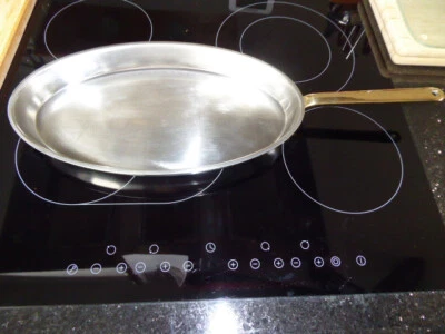 SPRING GOLDSTAR CULINOX Schweiz Pfanne Fischpfanne Edelstahl Gold Griff  TOP RAR - Bild 1 von 4