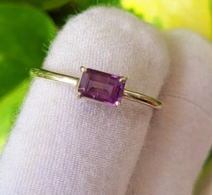 Natural Purple Amethyst Gemstone 925 Sterling Silver Ring 8.5 US, Gift Ring - Picture 1 of 8