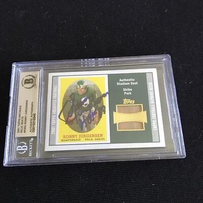 Sonny Jurgensen HOF Signed 2001 Topps Archives Stadium Seat BGS BAS 10 AUTO - Image 1 of 2