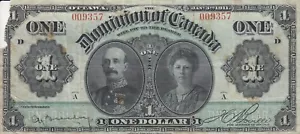 Billete de 1 dólar Dominion of Canada 1911 - delgada línea verde - 009357 - Imagen 1 de 3