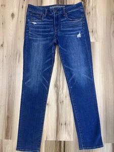 American Eagle Super Stretch X Mid Rise Skinny Jeans Women’s Size 8 Regular Dark - Picture 1 of 9