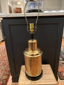 Lamp Tea Canister Solid Brass Chinoiserie Asian Embossed Vintage Mid-Century - Picture 1 of 20