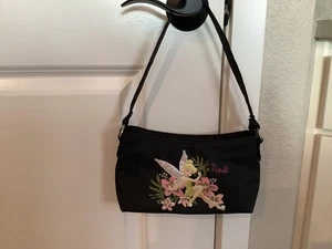 Disney Tinker Bell Tink Black Nylon Zippered Purse Charming Magical Fairy Style - Picture 1 of 8