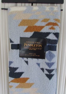 Pendleton Blue Sherpa Fleece Throw Blanket 50" x 70" Southwest Aztec NWT - Picture 1 of 5