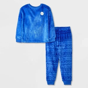 NWT Boys' 2pc 'Smiley Fair Isle' Long Sleeve Pajama Set - Cat & Jack™ Blue M - Picture 1 of 1