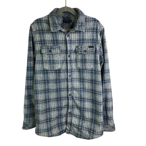 O'neill Casual Button Down Flannel Shirt Boys Sz L Slate Blue Snap Button Plaid - Picture 1 of 9