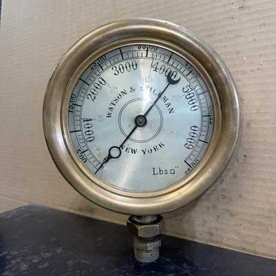 Antique Nice Brass Gauge Watson & Stillman New York Pressure Steampunk  - Image 1 of 4