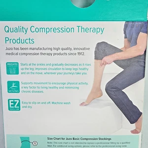 Juzo Basic Compression Stockings 20-30 mmHg Black Thigh OT Short AG 4411 Stretch - Picture 1 of 16