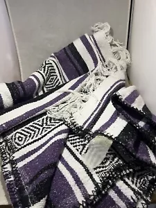 Black Canyon Outfitters Überwurfdecke mexikanisch Südwesten 69x40 blau schwarz weiß - Bild 1 von 5