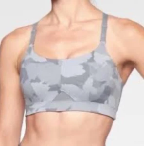 Athleta Sports Bra Women's XL Gray Camo All In Athletic Gym Workout Yoga w/ Pads - Picture 1 of 9