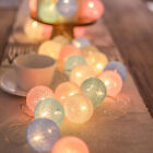 20 Led Cotton Ball Globe Garland String Fairy Lights Bedroom Wedding Home Decor