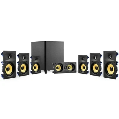 TDX 7.1 Surround Sound Home Theater System, 8" In Wall Speakers, 12" Subwoofer