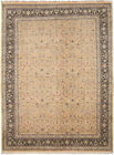 9X12 Hand Knotted Lahore Carpet Traditional Light Gold Fine Wool Area Rug D40561