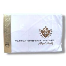 Cannon Royal Family Full Double Fitted Sheet Solid White Combspun Percale NEW
