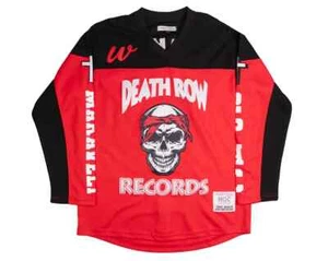 Camiseta deportiva de hockey Death Row Records Tupac Shakur roja negra de Headgear Classics - Imagen 1 de 2
