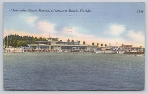 Clearwater Beach Florida FL Marina with Boats Posted 1958 Linen Postcard - Picture 1 of 2