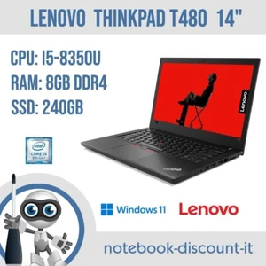Lenovo ThinkPad T480 Laptop CPU i5-8350u Ram 8gb SSD 240gb Win11Pro 14" - Picture 1 of 6