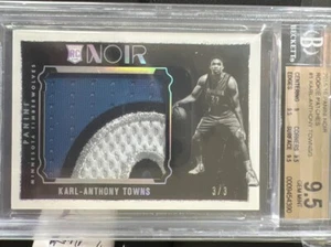 2015-16 Noir Karl-Anthony Towns Patch RC Rookie #3/3!! Cartolina BGS 9.5 - Foto 1 di 1