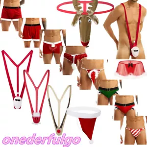 Costume cosplay Babbo Natale in velluto natalizio sexy da uomo USA slip bikini vita bassa - Foto 1 di 85