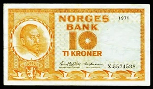 NORWEGEN. 10 Kroner 1971. 31f. Serie "X". Ersatznote. Replacement. - Bild 1 von 2
