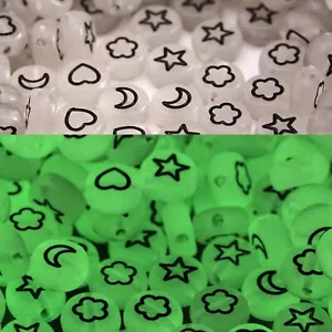 500 Pcs Acrylic Night Glow Stars Moon Hearts Petal Beads for Bracelets Jewelr... - Picture 1 of 9