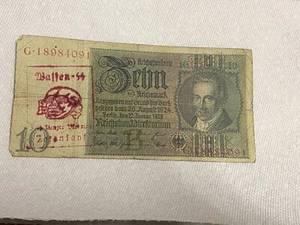 German ww2 Banknote with Military stamp nr 3 - Picture 1 of 2