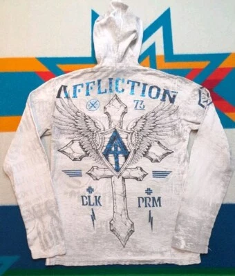 Affliction Hoodie Pullover USA Made Lightweight Wings Cross UFC Y2K Vtg Medium - Image 1 of 4