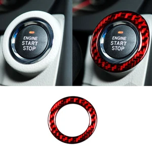 Red Carbon Fiber Ignition Trim Ring Bezel Button Cover For Subaru Forester 13-18 - Picture 1 of 12