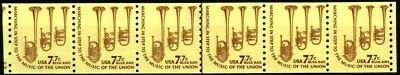 SAXHORNS Coil Strip of 6 Line in Center MNH Dull Gum Scott's 1614 - Image 1 of 2