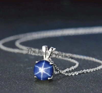 Beautiful Genuine Blue Star Sapphire Necklace  925 Sterling Silver - Image 1 of 4
