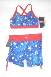 TYR Girls' Twinkle Della Swim Shorts & Twinkle Trinity Bikini Top Size M (7/8) - Picture 1 of 8