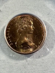 1973 New Zealand 1 Cent Graded MS 66 RD by ANACS Fern - Picture 1 of 4