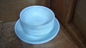 Corelle (2) 8-1/2" Vegetable Bowls & (9) 6.1/4” Soup/Cereal Bowls w/Green Trim - Picture 1 of 6