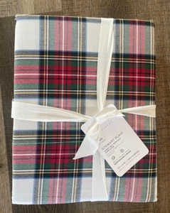Pottery Barn Stewart Plaid Organic percale Christmas KING sheet set - Picture 1 of 1