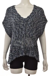 Suéter para mujer Free People, talla S, blanco marrón, azul, cuello en V, manga gorra, algodón - Imagen 1 de 5