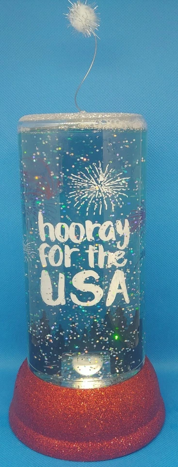 Патриотическая блестящая лампа «Ура для США» красный белый и синий на батарейках - Изображение 1 из 1