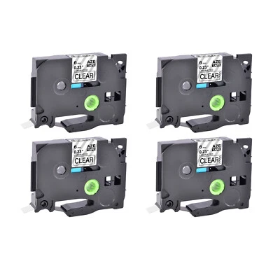4PK Compatible with Brother PT-H300 TZ-111 Black on Clear Label Tape 1/4" - Image 1 of 4