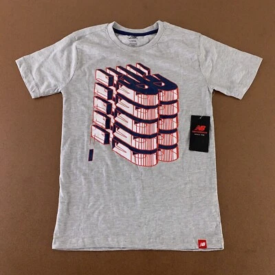 Camiseta New Balance Juvenil Talla Grande (14/16) Gris Jaspeado Manga Corta Gráfica Nueva con Etiquetas Foto 1 de 4