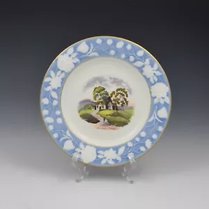 Georgian New Hall Porcelain Landscape Dessert Plate Lansdown Cottage Antique - Picture 1 of 4