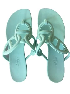 Hermes Egerie Sandal Vert Embrun Size 37 - Picture 1 of 5