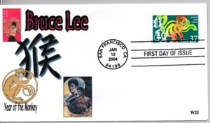#3832 CHINESE LUNAR YEAR OF THE MONKEY FIRST DAY ISSUE, BRUCE LEE MARTIAL ARTS - Picture 1 of 1